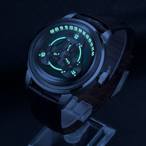 Reloj Mecánico de Pulsera para Hombre, Diseño Esqueleto, Correa de Cuero, Venta al Por Mayor Personalizada - Product Image 3