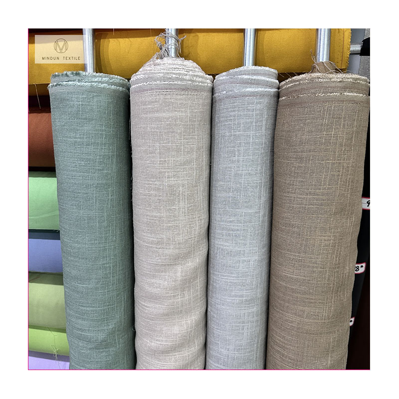 Mindun High Grade 224gsm Soft Woven Dress Fabric Slub 30/70 Linen Viscose Blend Fabrics for Garment Shirting