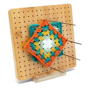 Nuevo tablero cuadrado transfronterizo de bambú y madera para tejer con hilo, herramienta DIY para dar forma con aguja de ganchillo y aguja de moldear, con orificio para hilo y ganchillo - Product Image 2