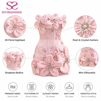 Fabricant de Robes Décontractées OEM ODM Personnalisées, Mini-Robe Bustier 3D à Fleurs, Corset Perlé et Strass, Robe Moulante pour Soirées et Clubs
