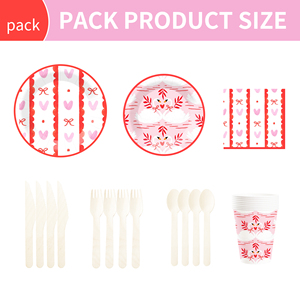 DAMAI Nuevo Juego de Vajilla para Decoración de Fiesta de San Valentín, Incluye Plato de Papel, Vaso de Papel y Servilleta para San Valentín - Product Image 3