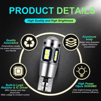 Auto Kleine LED-Glühbirne T10 W5W 168 192 LED Rücklicht 3030 10SMD 12V Autolampe CANBUS Fehlerfrei Auto Seitenmarkierungsleuchte Parklicht 6000K