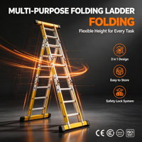 Échelle télescopique pliante en aluminium de 3,2 m, échelle extensible en forme de A avec verrou de sécurité et pieds antidérapants