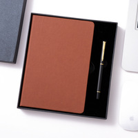 Ensemble cadeau de papeterie personnalisée pas cher, carnet de notes, agenda de bureau 2024, journal en cuir PU noir et bleu A5 avec stylo, boîte cadeau