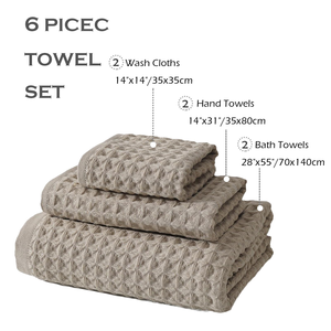Pure Cotton Woven Waffle-style <b>Bath</b> <b>Towel</b> Three-piece <b>Set</b> Quick-drying Skin-friendly Gift Home Use Rectangle - Product Image 2