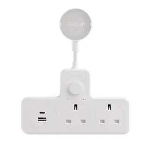 Britse 13a Zekering Plug 3250W Een Tot Drie Flexibele Kabel Pc Brandwerende Cover Met Usb Elektrische Power Verlengkabel