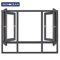 Ventanas Abatibles de Aluminio con Triple y Doble Acristalamiento, Resistentes a Huracanes, Personalizadas de Fábrica RICHOCEAN