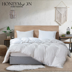 White Comfortable Ultra Soft <strong>Pom</strong> <strong>Pom</strong> <strong>Duvet</strong> <strong>Cover</strong> Set Breathable Durable Comforter <strong>Cover</strong> 3 Pieces/1 <strong>Duvet</strong> <strong>Cover</strong> + 2 Pillowcases - Product Image 2