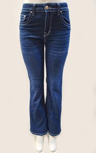 Jeans de Mezclilla Suave de Alta Elasticidad con Efecto <span class=keywords><strong>Push</strong></span>-<span class=keywords><strong>Up</strong></span> para <span class=keywords><strong>Mujer</strong></span>, Jeans Acampanados con Costuras Moldeadoras para Moda Americana - Product Image 2