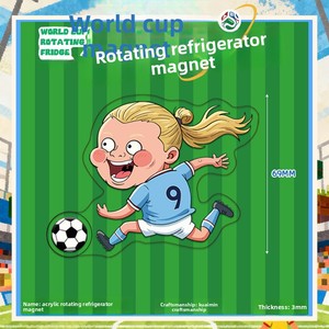 Magnete per Frigorifero Rotante in Acrilico Laminato a Tema Coppa del Mondo con Raffigurazioni Cartoon dei Campioni di Calcio <span class=keywords><strong>Cristiano</strong></span> <span class=keywords><strong>Ronaldo</strong></span> - Product Image 3