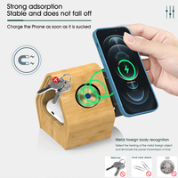 Station de charge sans fil rapide 3-en-1 Bamboo PD 15W avec support magnétique pour iPhone/Watch/