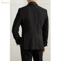 Veste de Costume en Laine Perlée à la Main de Luxe pour Homme - Blazer Sur Mesure Coupe Slim - Costume Homme de Luxe - Smoking Fait Main pour Bal de Promo et Cérémonie de Mariage