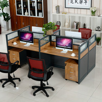Ensemble de bureau double en forme de T avec chaise, style nordique, en PVC, combinaison libre pour le travail de bureau