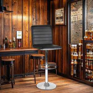 Silla de Bar Moderna Giratoria y Ajustable, Taburete de Bar Acolchado de Cuero Sintético con Altura Ajustable para Barra de Cocina o Isla - Product Image 1