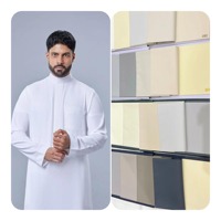 Hochwertige kunden spezifische 32*32 90*78 120gsm umwelt freundliche organische gesponnene Polyester Plain Woven Fabric Herren Jungen arabische Thobe Shirts