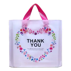 Custom Print Logo Garment soft loop handle Shopping Carry Colorful Packaging Handle Packing Plastic Bag For Clothes