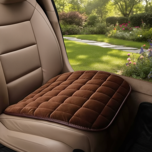 Coussin de siège de voiture en peluche marron, design matelassé pour le confort et le soutien - Product Image 3