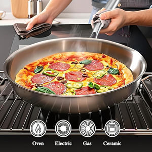 Ensemble de poêles 8, 10 et 12 pouces en acier inoxydable 304 triple couche, antiadhésif, durable, résistant à la chaleur, compatible gaz et induction - Product Image 4