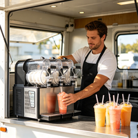 Mesin Slush & Pembuat Smoothie Portabel Elektrik Profesional 3 Dispenser dengan Fungsi Pencampur untuk Kedai Kopi