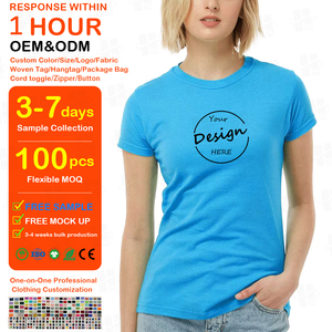 เสื้อยืดลำลองผู้หญิง พิมพ์ลายด้วยน้ำ ผ้าคอตตอน 97% สแปนเด็กซ์ 3% ผ่านการซักก่อน ยืดหยุ่นสูง ทรงปกติ - Product Image 1