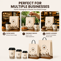 Ensemble d'emballages personnalisés pour café - Sac en papier kraft et gobelet à café jetable avec impression de logo