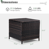 Boîte de rangement carrée en rotin, table d'appoint en osier PE résistant aux intempéries pour patio, jardin et bord de piscine