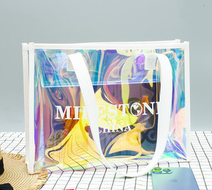 Venta al por mayor holográfica PVC regalo iridiscente bolsa de cosméticos holograma PU láser bolsa con asa con logotipo personalizado - Product Image 6