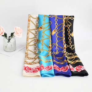 New Luxurious Style Fashion Spring Leaf Pattern 70*70 cm Retro <b>Tartan</b> Polyester Silk Square Neck <b>Scarf</b> Ladies Usa Mairun 823 - Product Image 5