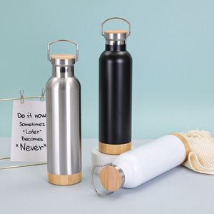 Promotional Vacuum Insulated Water <b>Bottles</b> Stainless Steel Aluminum Bamboo <b>Cork</b> Bottom With Custom Logo for Employees - Product Image 2