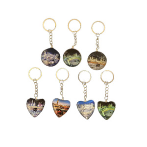 Custom Creative Shape Ornament Alloy Epoxy Keychain Glass Key Chain Keyring for Gifts