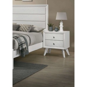 โต๊ะข้างเตียงสีขาว 2 ลิ้นชัก ขาเอียง เฟอร์นิเจอร์ห้องนอน - Product Image 3