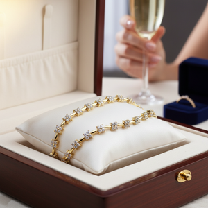 14K Yellow Gold Women's Classic Tennis Bracelet & <b>Bangles</b> 7 Inches Round Brilliant Cut Diamond Studded - Product Image 3