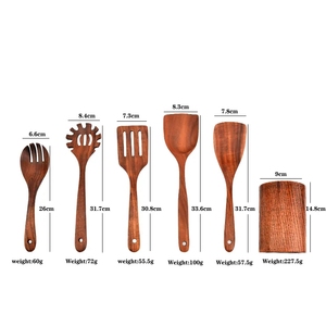 Produits de cuisine de marque privée de haute qualité, spatule en bois d'acacia, cuillère, ensemble d'ustensiles de cuisine pour la cuisine à domicile, ustensiles de cuisine antiadhésifs - Product Image 3