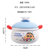 Crayon Shin-chan Unique Cartoon Porcelaine Céramique Ramen Nouilles Soupe Pot Bol De Service Ensemble avec Couvercle Poignée