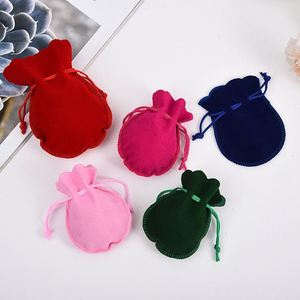 Pochette d'emballage de bijoux en velours double couche recyclable de luxe personnalisée, fermeture à cordon, couleur rose, taille personnalisable, cadeau artisanal - Product Image 2