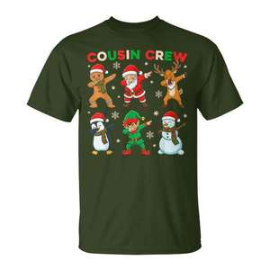 Camiseta navideña unisex para adultos con diseño de Cousin Crew Dabbing Santa Elf Friends - Product Image 1