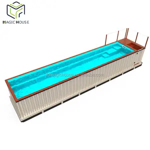 Conteneur de stockage de piscine 40 pieds, maison magique, structure en acier extérieur, récipients de mer