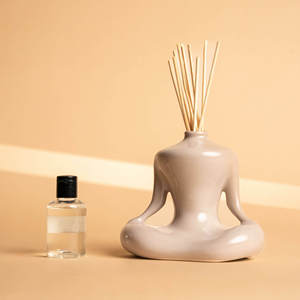 Diffuseur de parfum en céramique artisanal Zen - KALYS Tunisie Jasmin Musc - Parfum Blanc - Action capillaire sans bâtonnets - Utilisation à la maison et en voiture - Non - Product Image 2