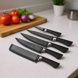 Juego de Cuchillos Myrva de 6 Piezas de Acero Inoxidable con Hojas Pulidas de Filo Recto, Mangos de Plástico, Diseño Ambidextro, Ideal para Cocina - Product Image 2