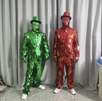 Costume de scène élégant AE-S523 pour la danse robotique, inspiré des vêtements des minorités chinoises, avec haut-de-forme, masque et gants en coton
