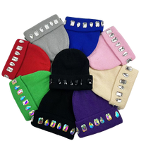 Bonnet d'hiver unisexe de haute qualité gros strass populaire OEM ODM design plusieurs couleurs pois fruits arcs lettre article chaud LRR