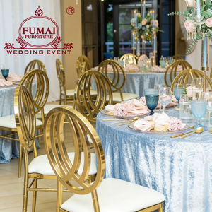 เก้าอี้สแตนเลสสำหรับงานแต่งงานสีทองซ้อนได้ทนทานทันสมัยหรูหราสำหรับกิจกรรมกลางแจ้งห้องนั่งเล่นและวิลล่า - Product Image 6