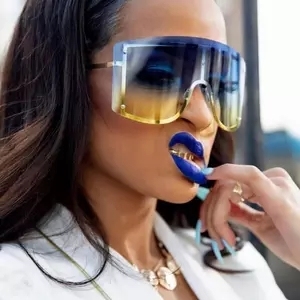 8220 Oversized One-piece Metal Rimless <strong>Gradient</strong> Big Square Shield <strong>Sunglasses</strong> 2025 - Product Image 3