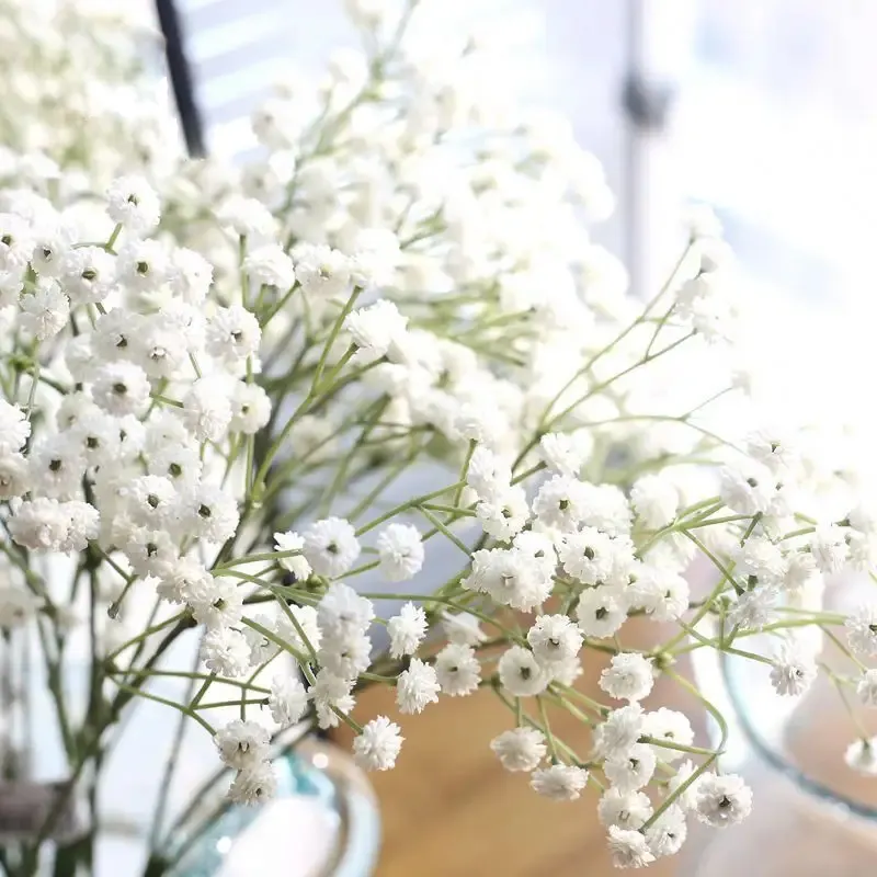 INUNION Popular Wedding Bridal Bouquet Home Floral Arrangement White Gypsophila Paniculata Artificial Baby Breath Flowers