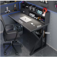 Bureau de jeu moderne en métal avec porte-gobelet et design ergonomique - Bureau d'ordinateur durable pour chambre à coucher