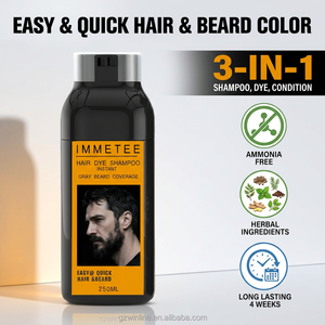 IMMETEE <span class=keywords><strong>Champú</strong></span> Tinte Instantáneo para el Cabello de 250ml, Cobertura de Barba Gris para Hombres, <span class=keywords><strong>Champú</strong></span> Colorante Herbal Sin Amoniaco, Marca Privada - Product Image 2