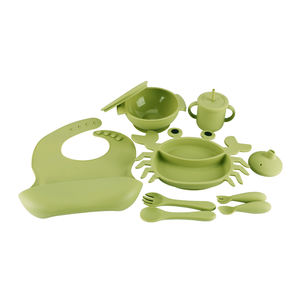 Conjunto de Alimentação de Silicone para Bebês por Atacado com Prato de Caranguejo com Divisórias, Tigela, Babador e Talheres, Louça Infantil Livre de BPA - Product Image 5