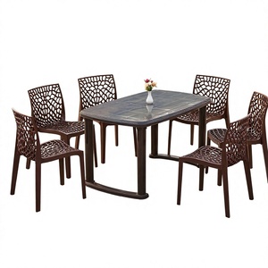 Modern Durable Plastic <b>Foldable</b> <b>Dining</b> <b>Table</b> and <b>chairs</b> set Waterproof <b>Dining</b> Room Furniture 6-Seater Apartment Warehouse Hotel - Product Image 4