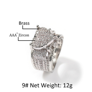 Nuovo Arrivo AAA Zircone a Forma di Cuore Anello Bling Bling Fuori Ghiacciato Di <span class=keywords><strong>Cristallo</strong></span> Donne Rapper Squilla I Monili - Product Image 5
