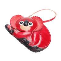 Porte-monnaie en cuir véritable fait main, koala 3D sur branche noire, pochette zippée avec dragonne, idéal pour un cadeau